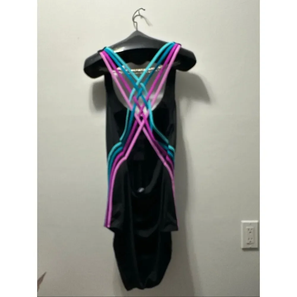 Swimsuits For All Size 26 Black Crisscross Back One Piece Swimsuit